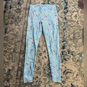 Feed me Fight me blue donut sprinkle leggings